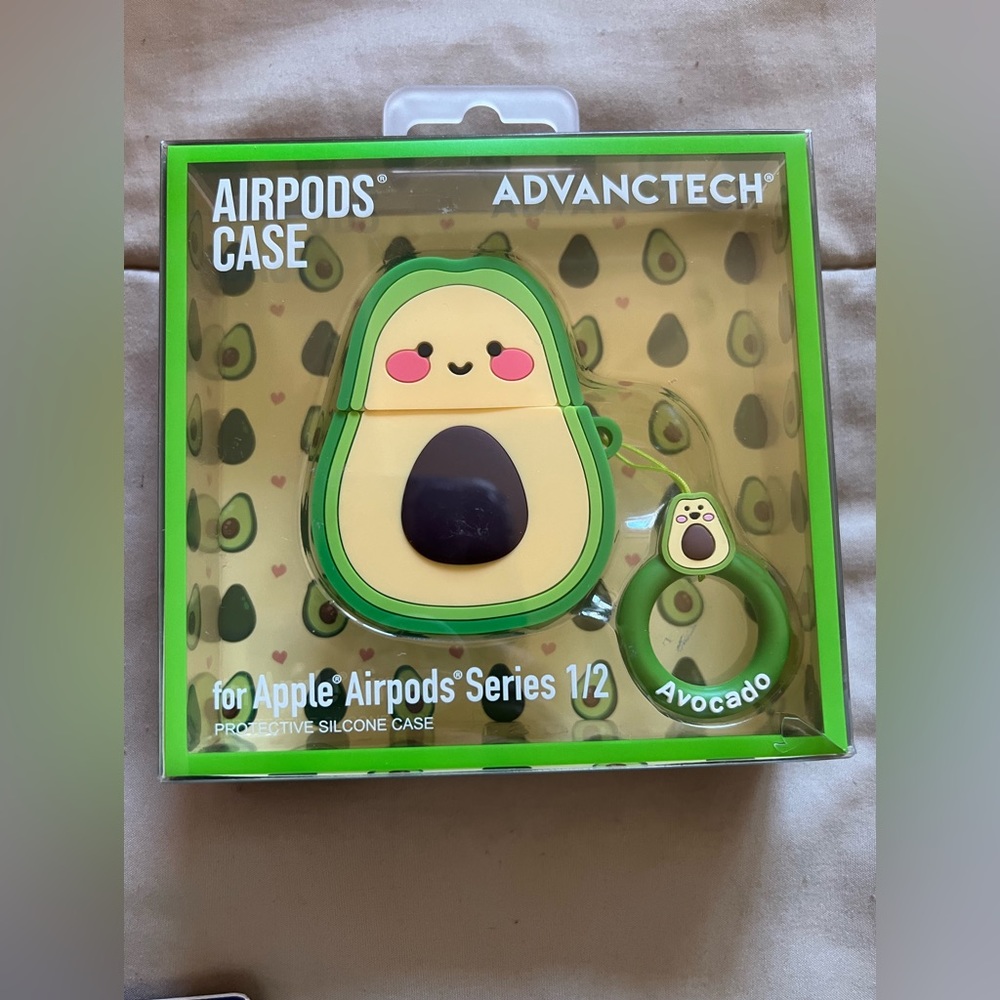 ADVANCTECH AIRPODS CASE AVOCADO For APPle Airpods Series 1/2 Detable Key Ring